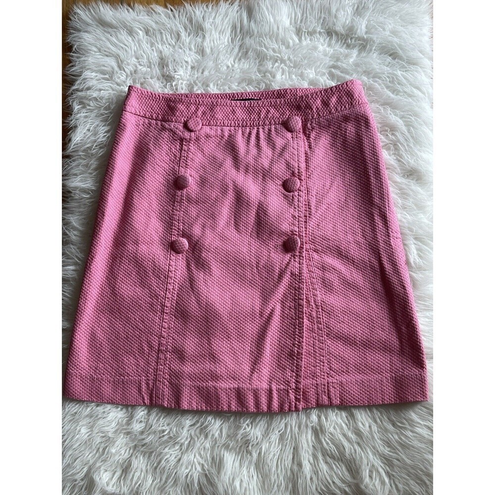 Talbots Women's Size 12 Petite Pink Button Front Skirt Career FLAWED